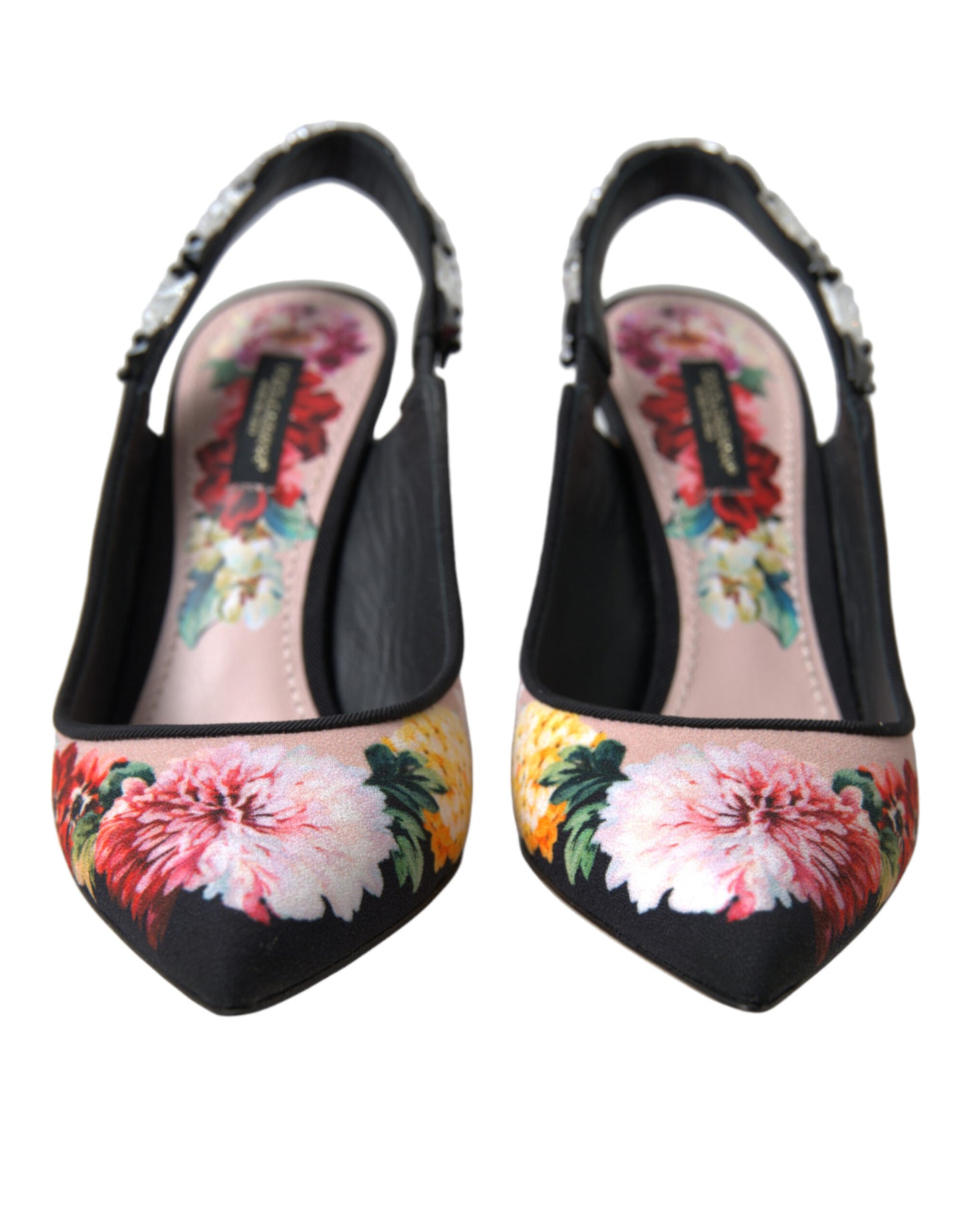 Dolce & Gabbana Floral Slingback Heels with Luxe Crystal Details